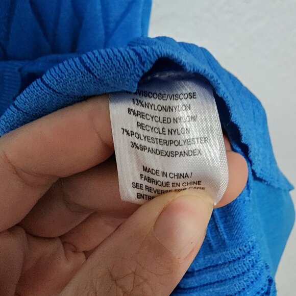 Milly Blue Pepper Dress Chic Mini Sleeveless Ribbed Knit Top Ruffle Hem Bold - Picture 7 of 8